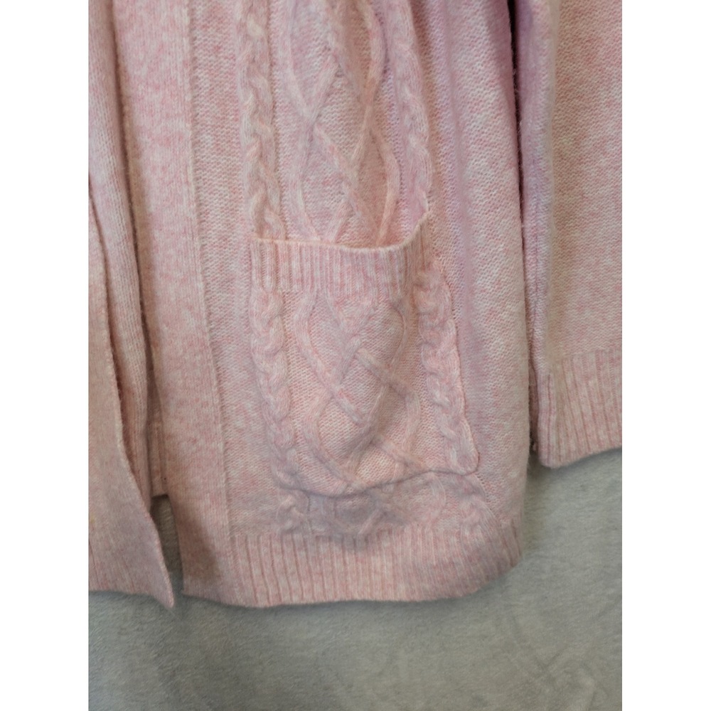 Croft & Barrow Cardigan Women's XL Pink Cable Knit Open Front Pocket - Picture 6 of 10